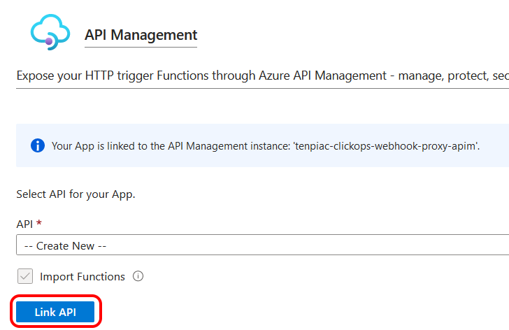 API Management UI to add an API
