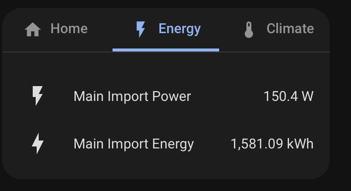 Orbit Deck Card Energy tab in dark theme