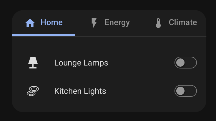 Orbit Deck Card Home tab in dark theme