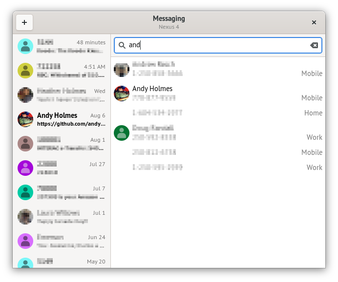 Messaging - Contacts List