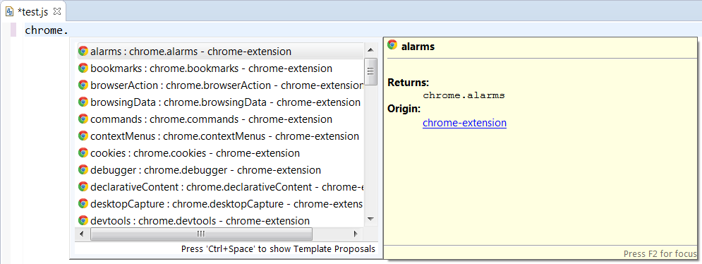 Chrome Extension API Completion