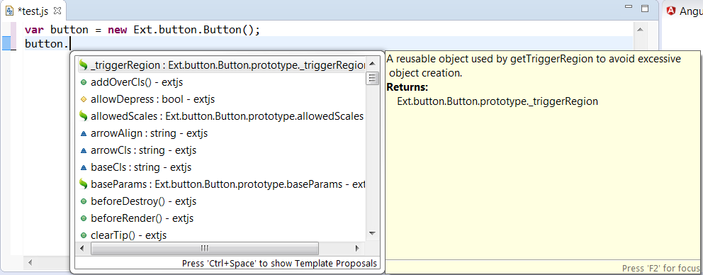 ExtJs Completion On Button