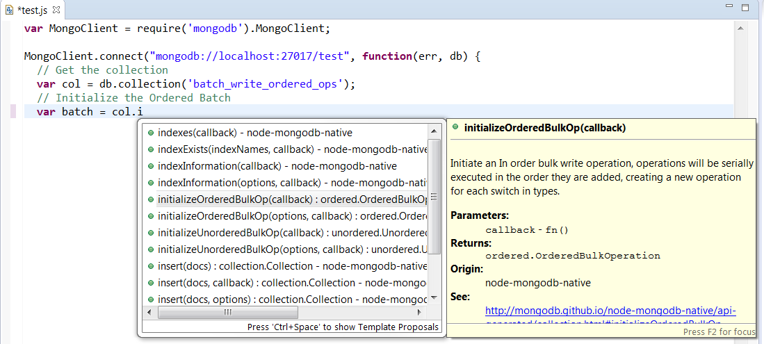 MongoDB Native Completion