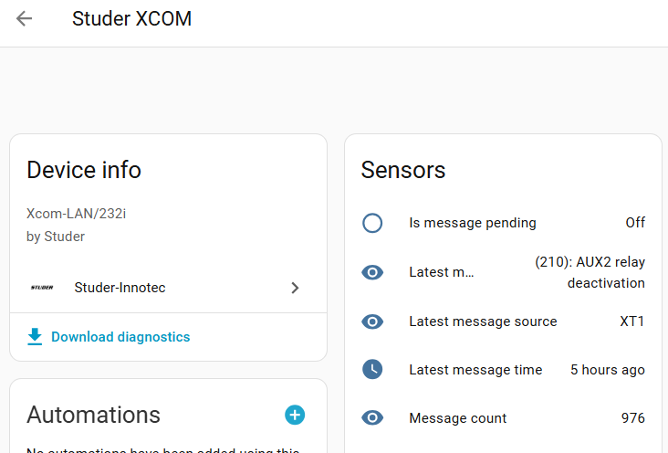 messages sensors