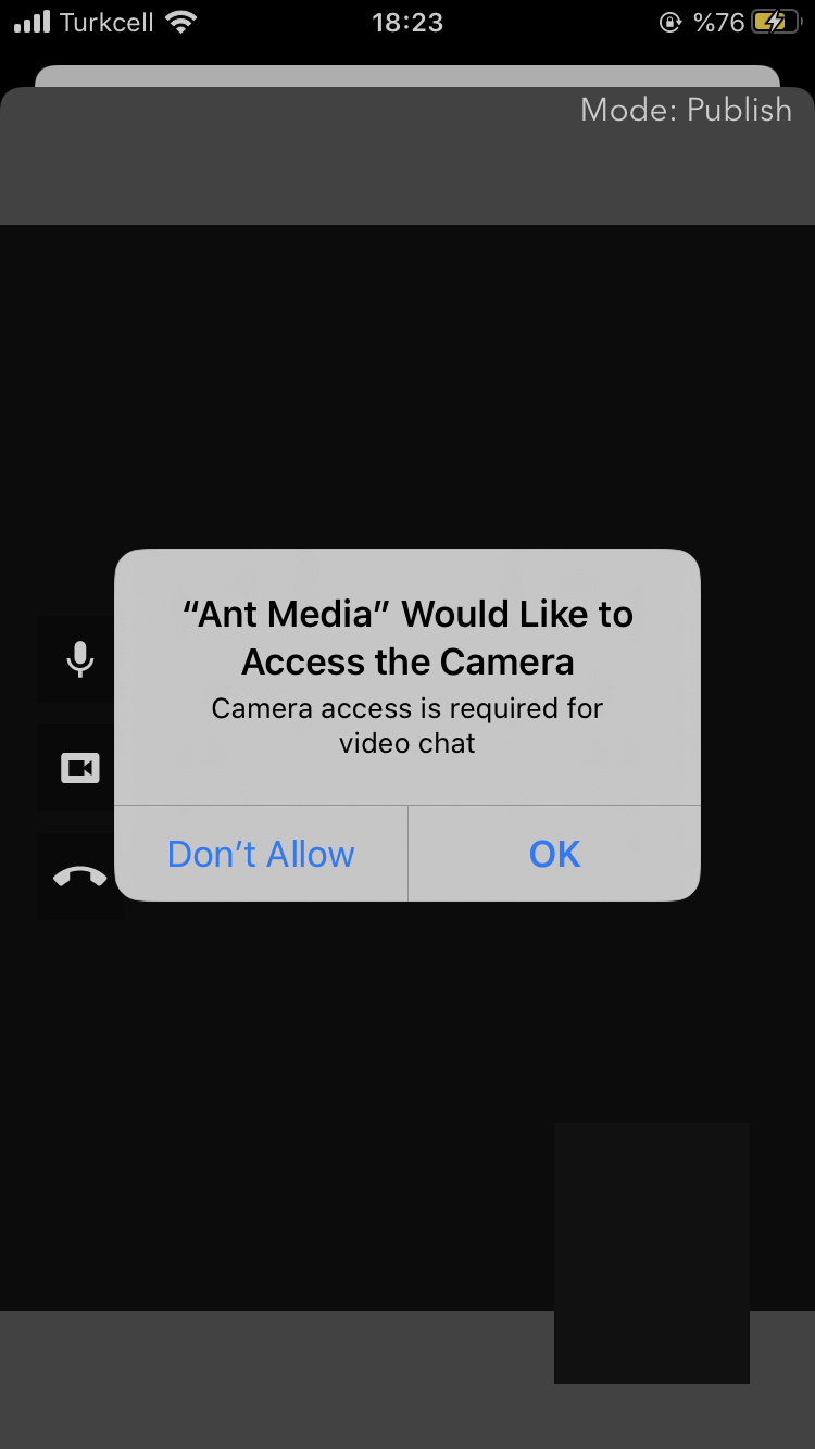 Ant Media would like to access the camera