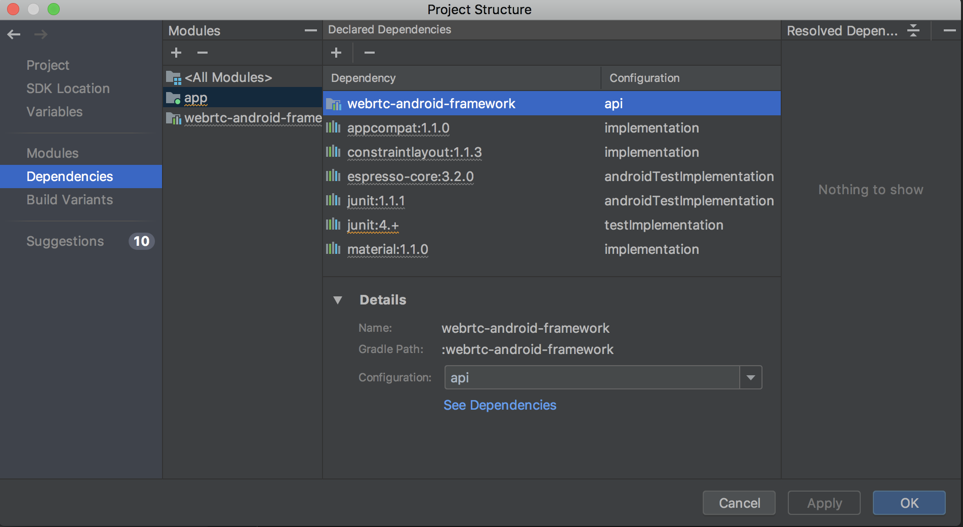android studio project structure page