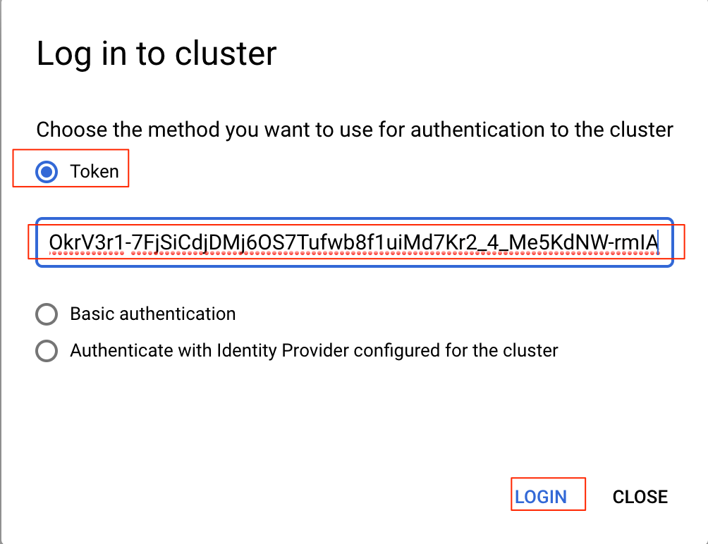 Cluster Login Token method