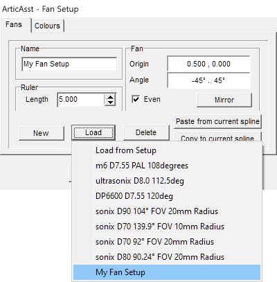 Image showing the Fan Setup dialog and the load functionality