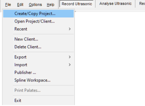 Image showing how to open the Create Copy Project dialog from the file menu