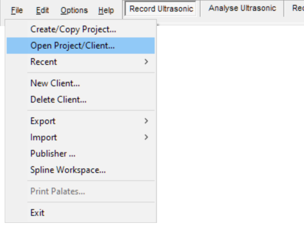 Image showing the Open Project Client dialog