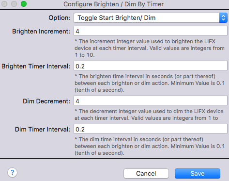 Toggle Start Brighten/Dim