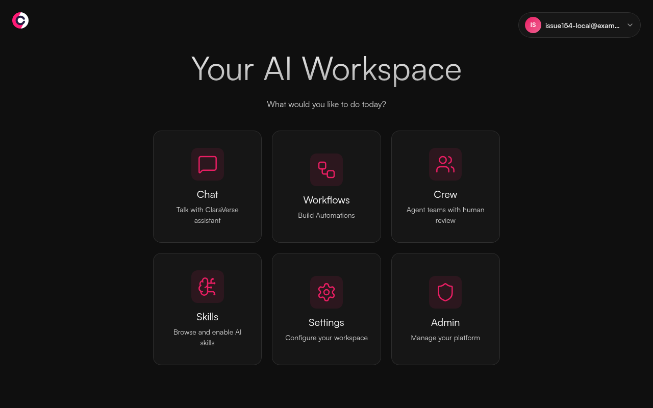 ClaraVerse workspace