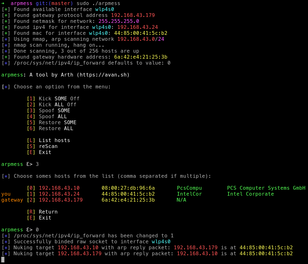 arpmess example