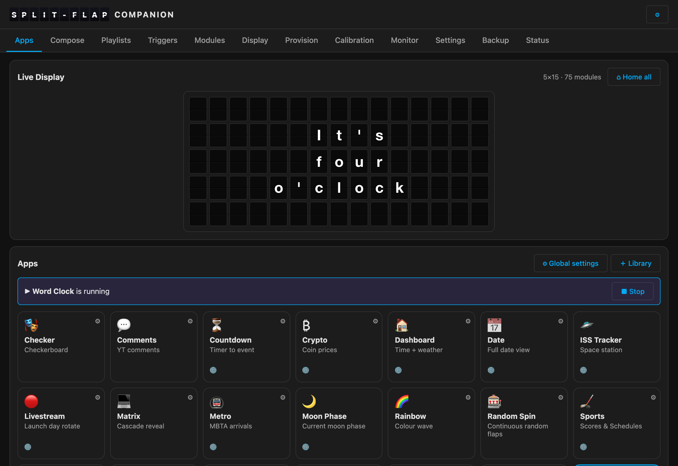 Word Clock on a Matrix Gateway