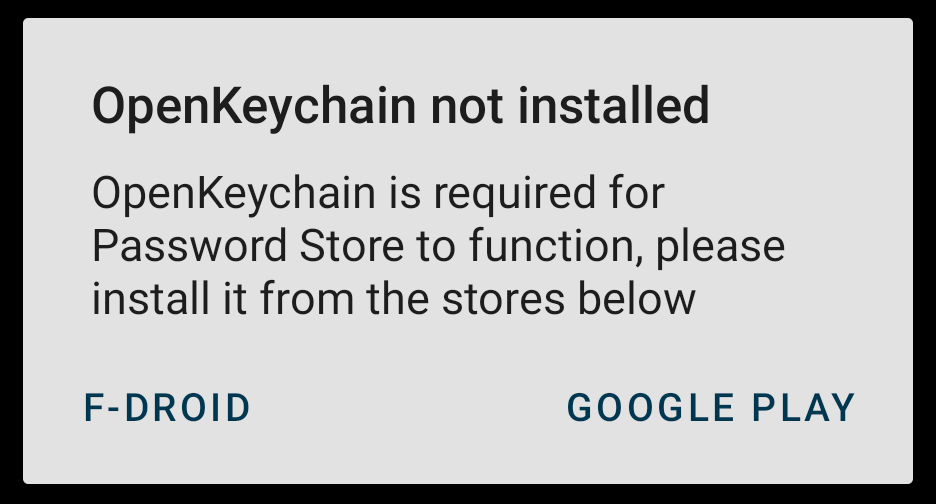 OpenKeychain app missing error message