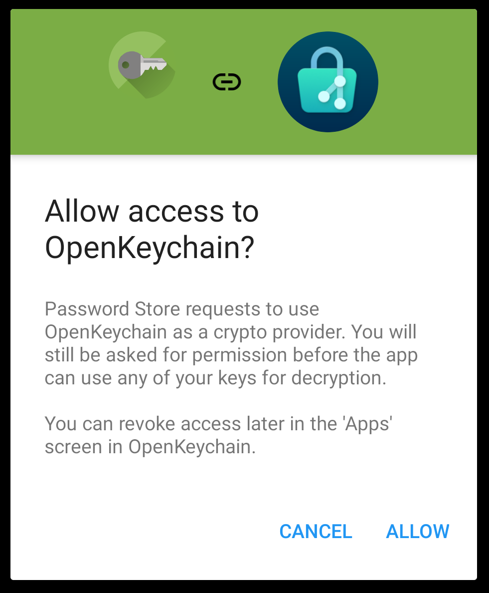 Allow access to OpenKeychain dialog