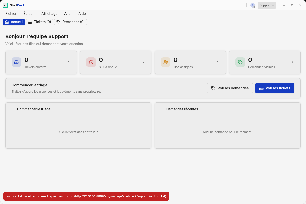 Un message d’erreur de l’API