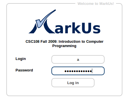 Login page of MarkUs