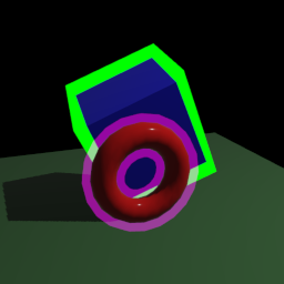 Screenshot of bevy_mod_outline's shapes example