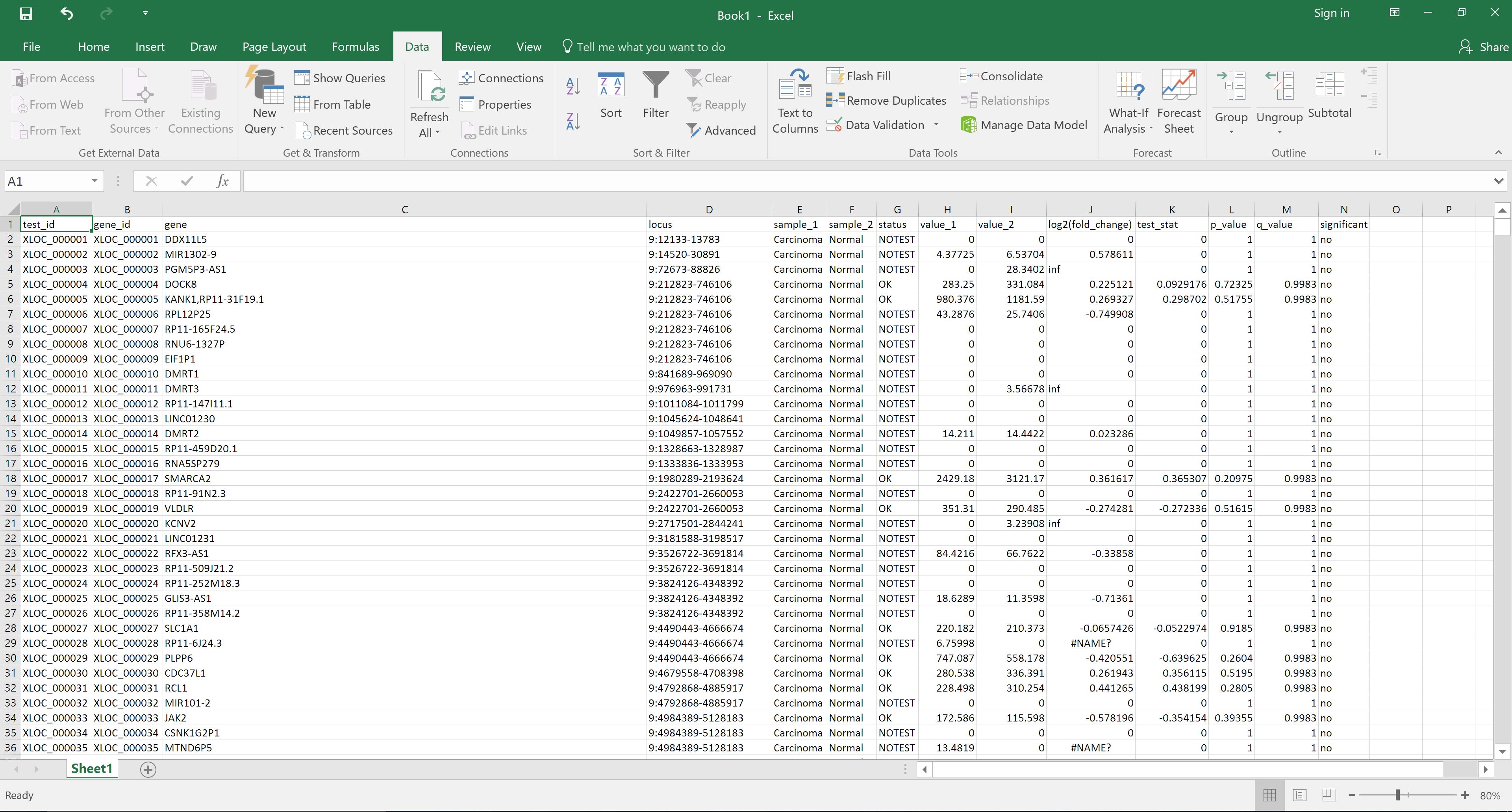 Opening output in excel