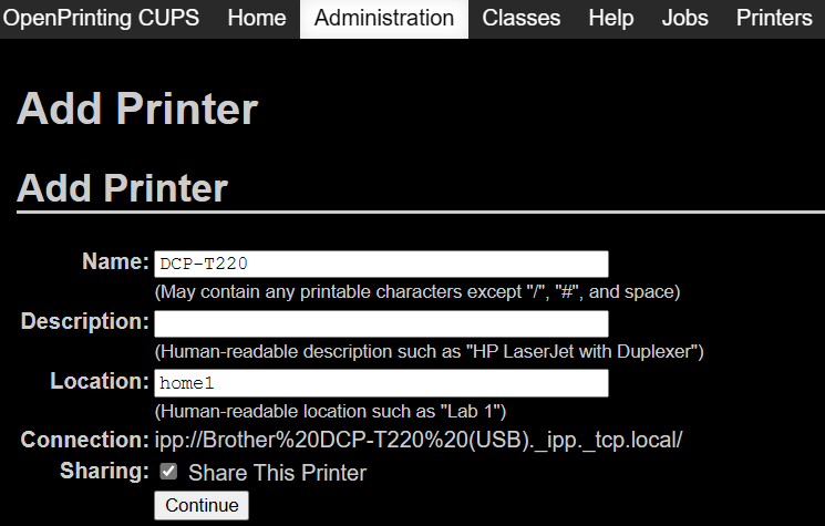 Add information about printer