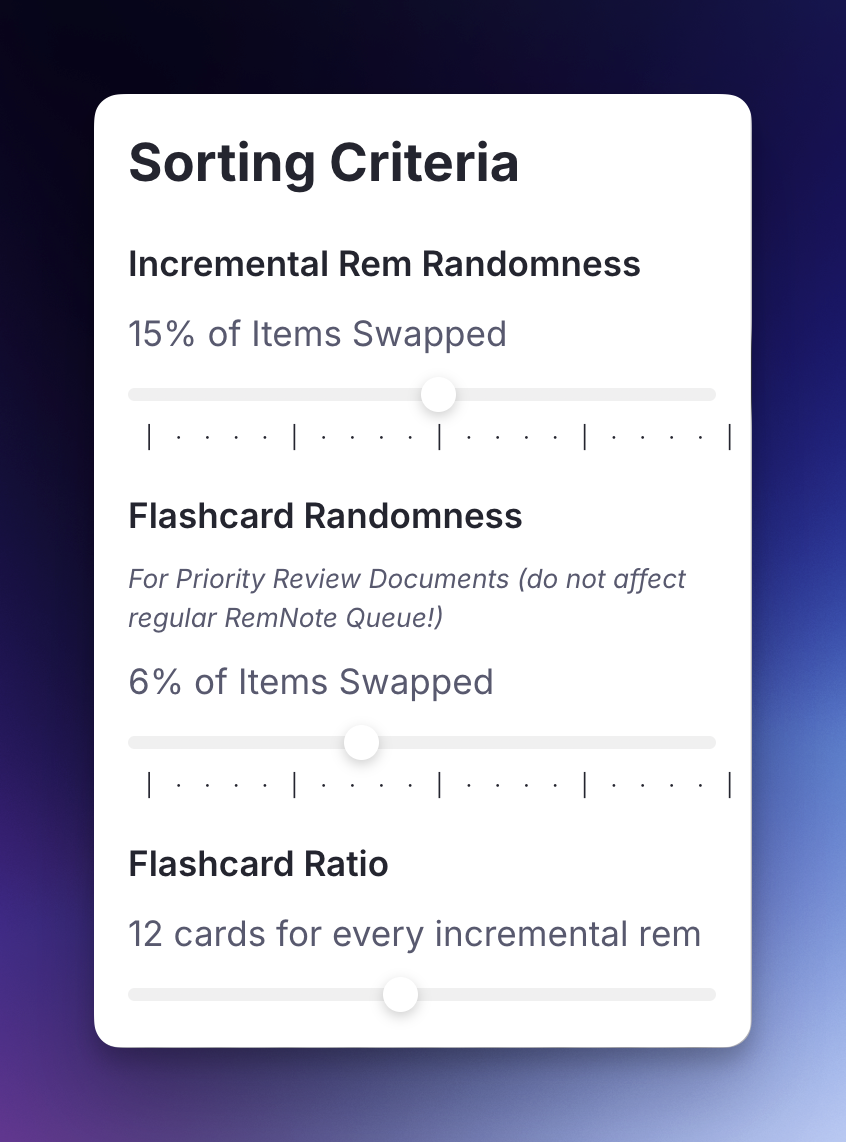 Screenshot of the 'Sorting Criteria' menu