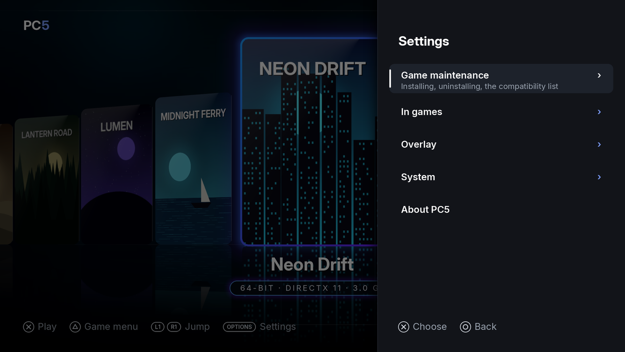 PC5's Settings