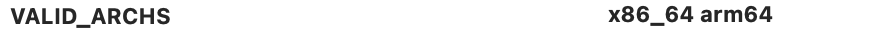 VALID_ARCHS setting