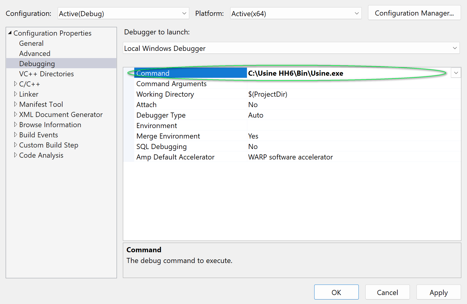 Debugging configuration