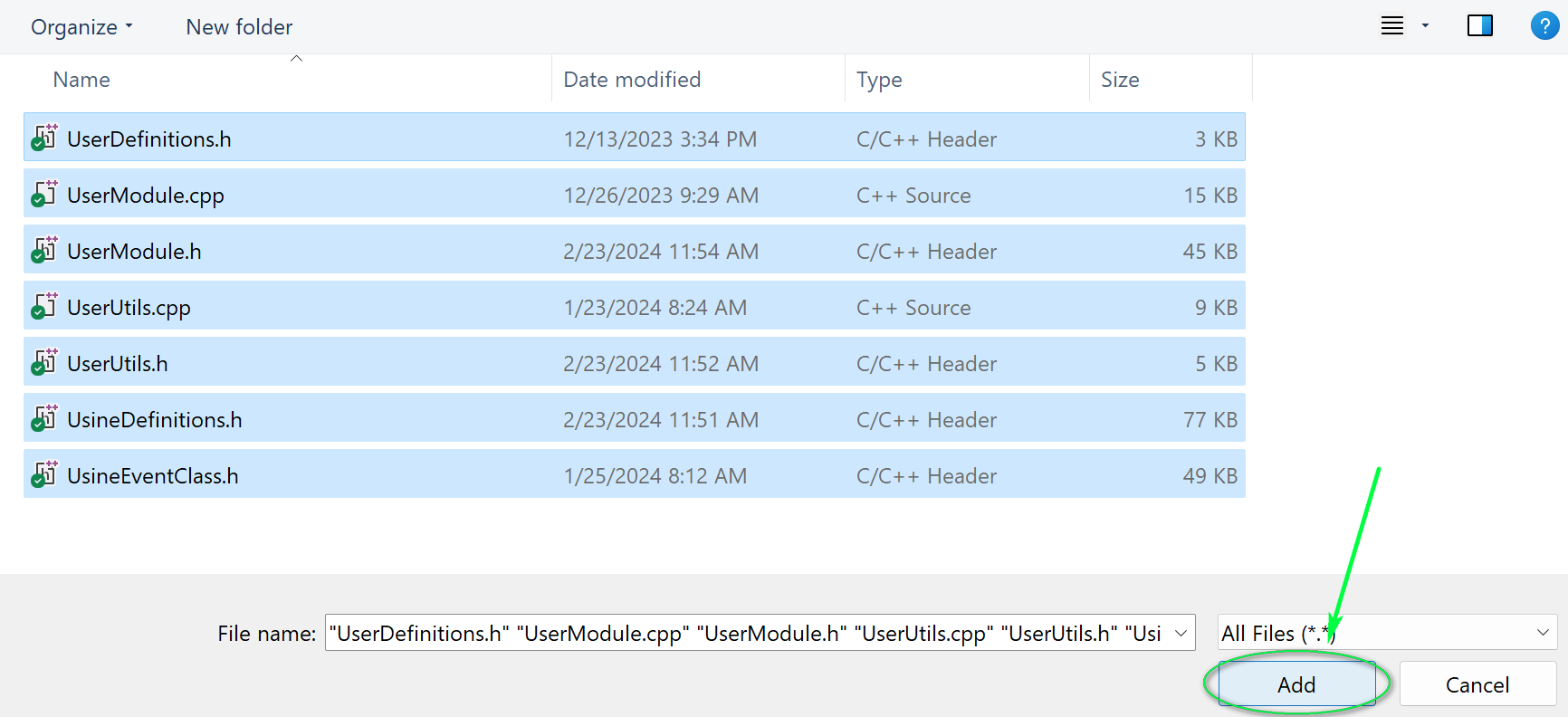 Select SDK files