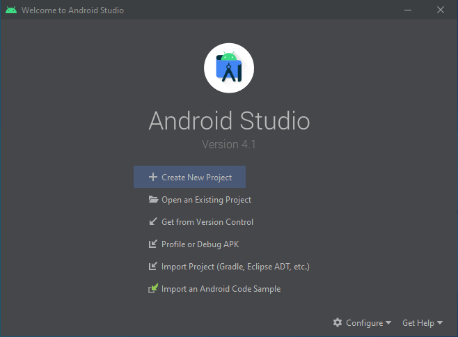 Android Studio first screen