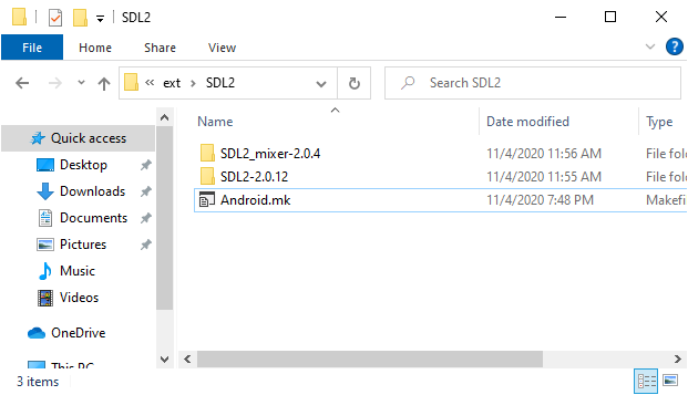 SDL2 folder contents