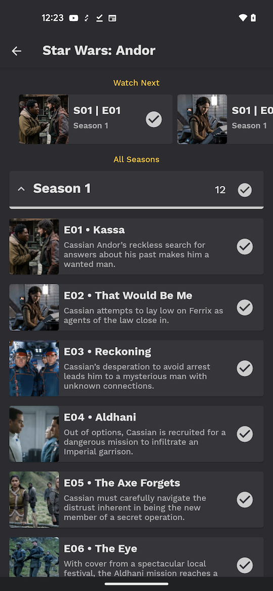 Episodes List Dark