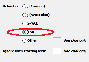 setting delimiter character