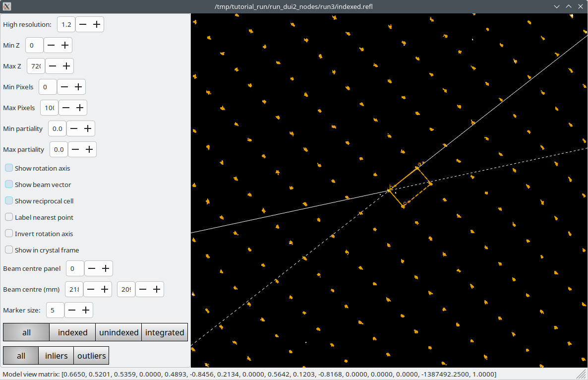 Reciprocal lattice viewer  after indexing