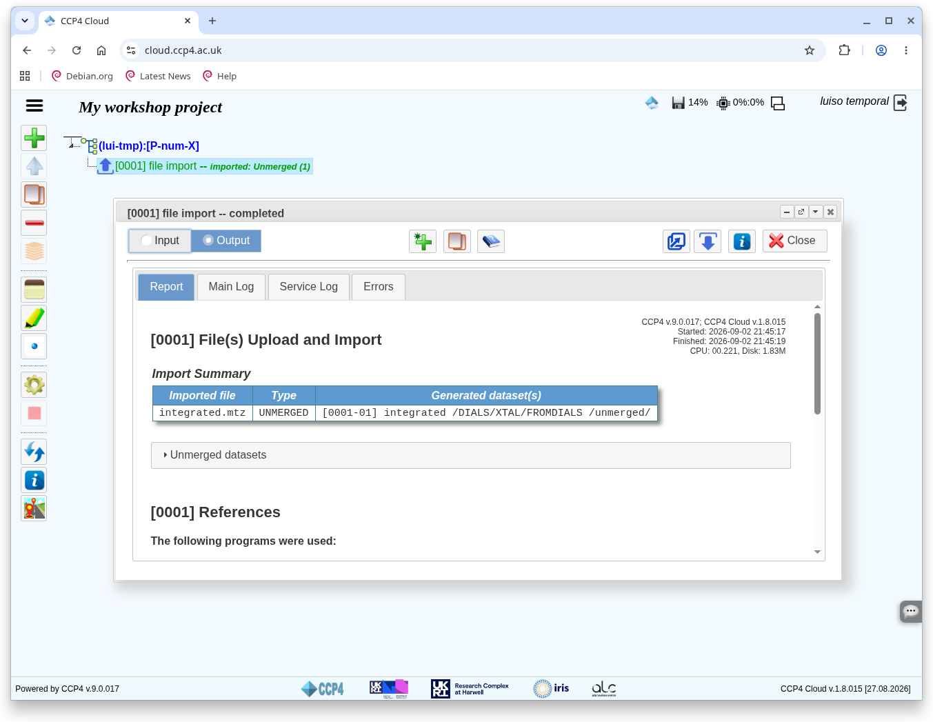 The completed File import dialog listing the uploaded file