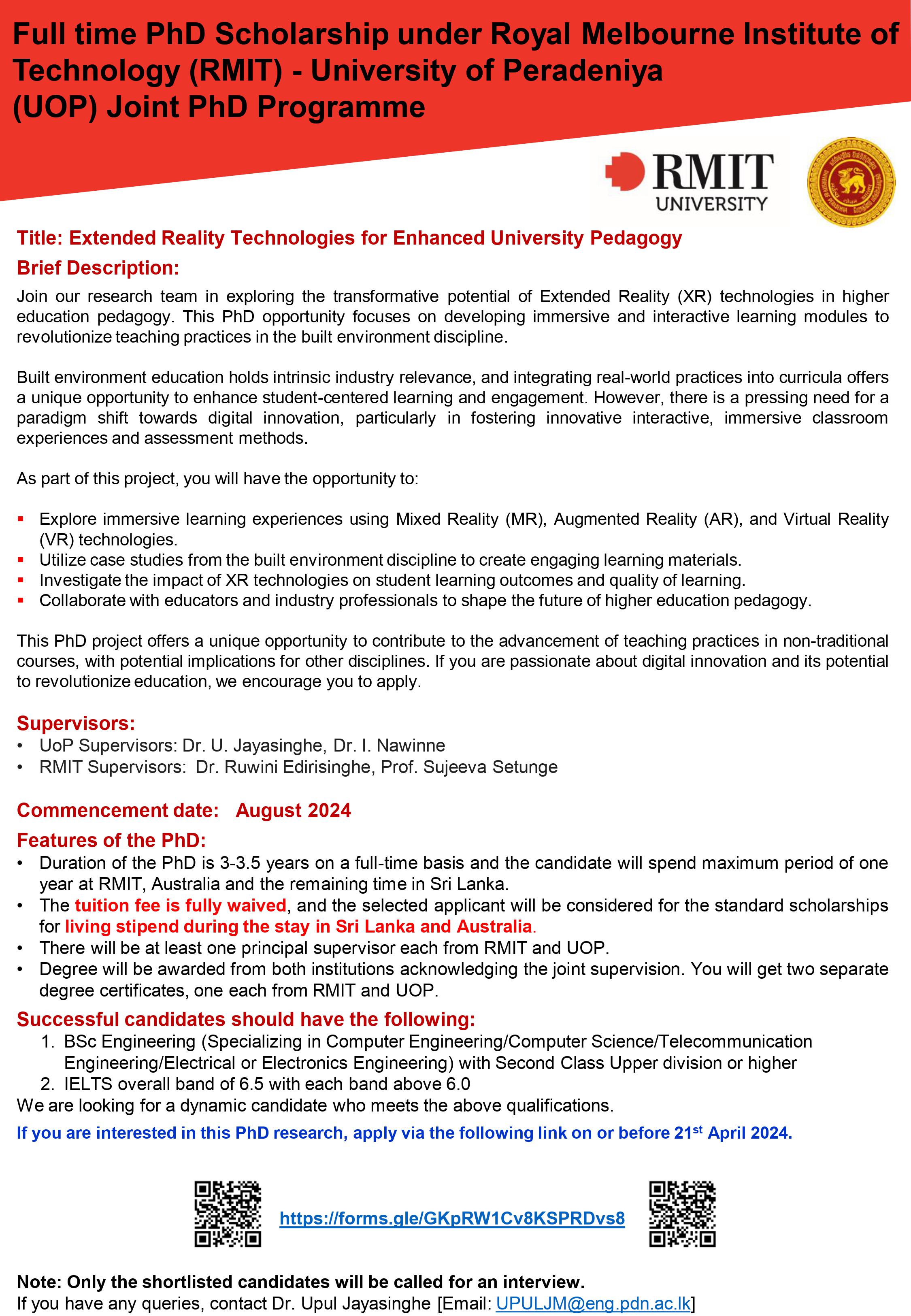 Advertisement Flyer - PhD Research on Extended Reality