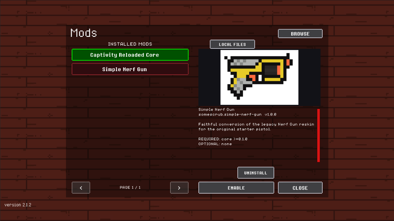 Simple Nerf Gun installed but disabled