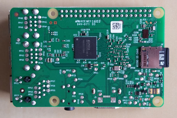 Back of the Raspberry Pi 3 single board computer