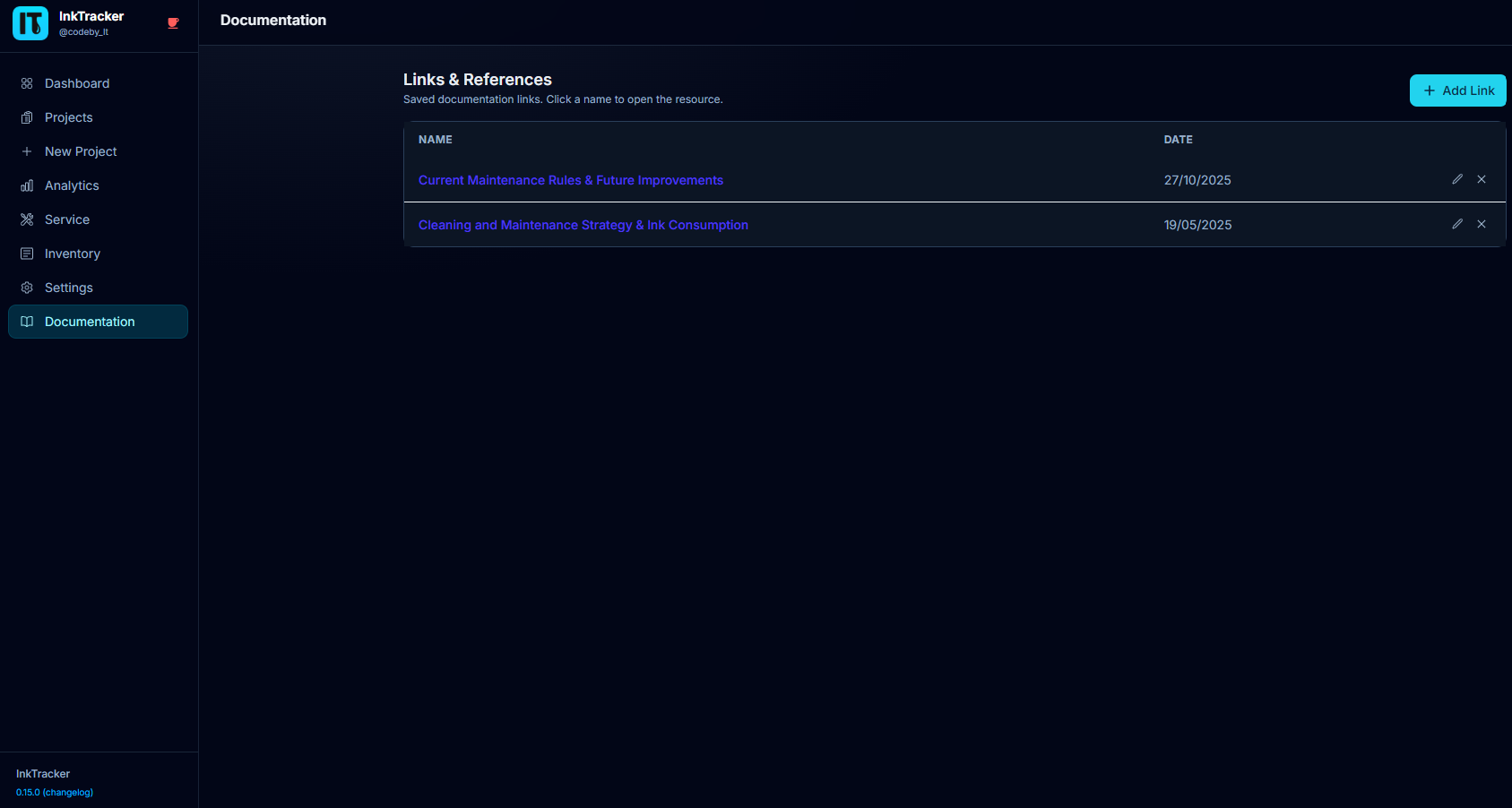 Documentation links page