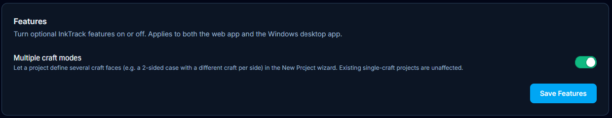 Features settings