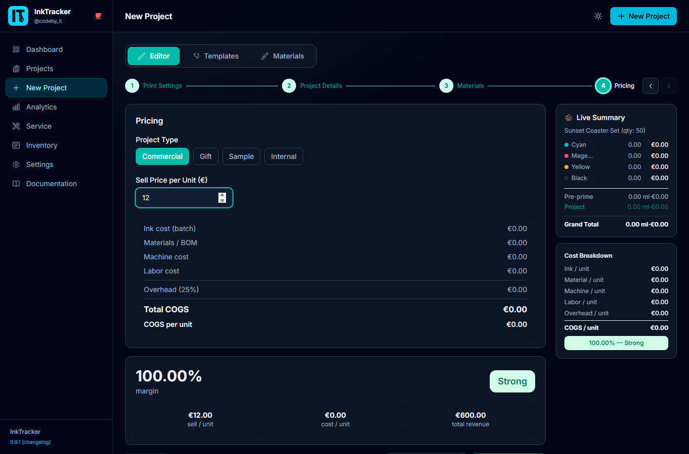 Wizard step 4: pricing and margin