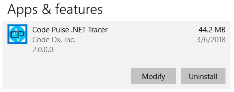 Uninstall Code Pulse .NET Tracer