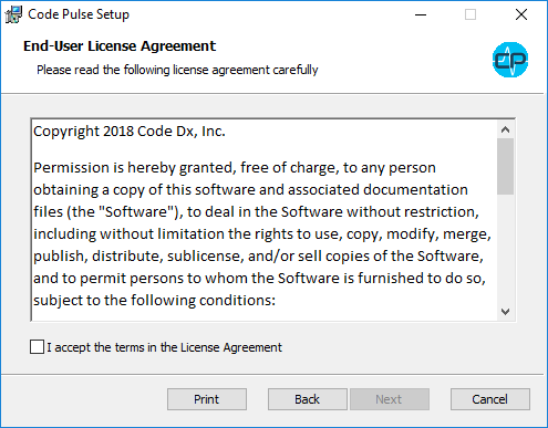 Code Pulse Windows Installer License