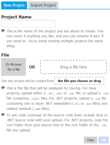 Blank New Project Form