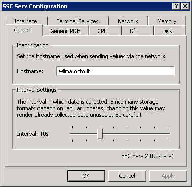 Screenshot of the SSC Serv configuration panel.