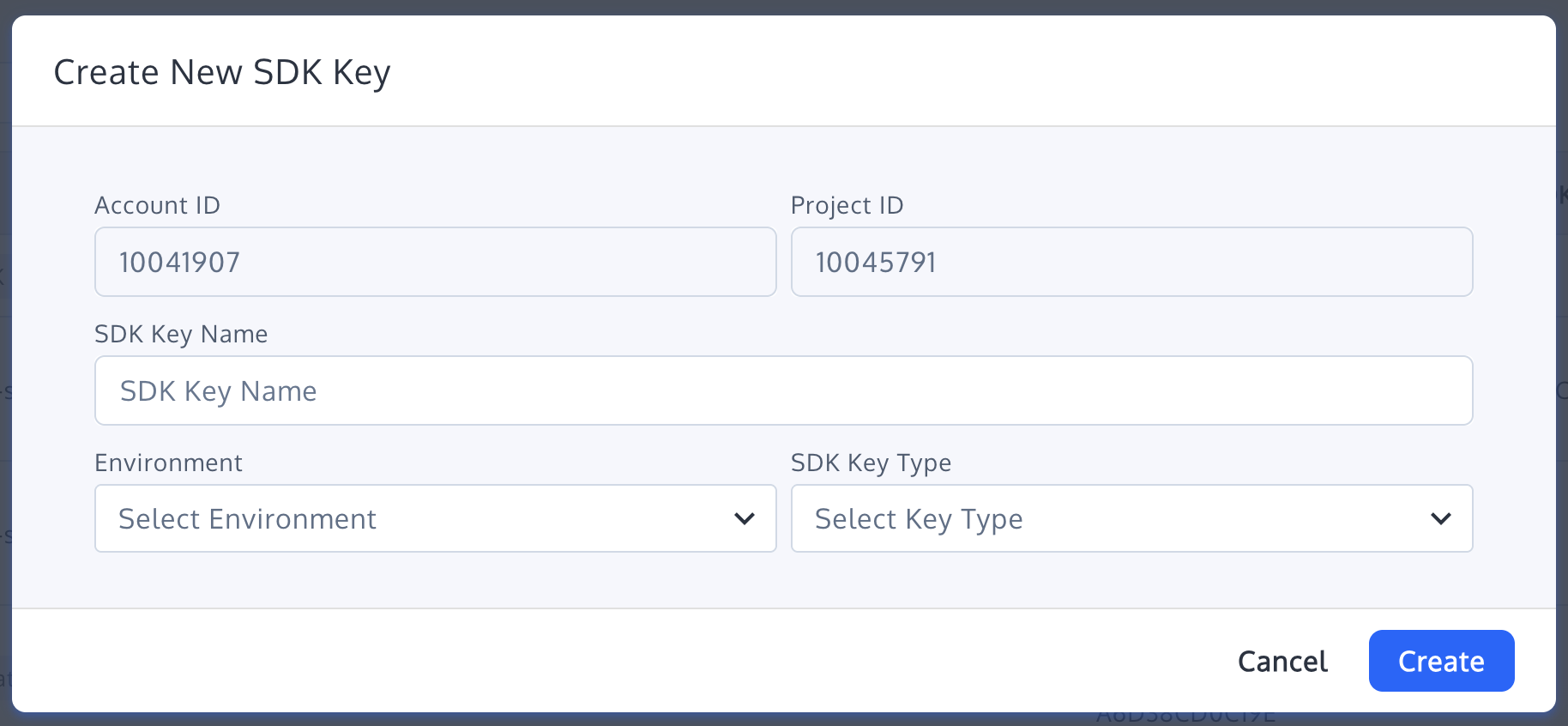Where to find the SDK Key in Project Settings