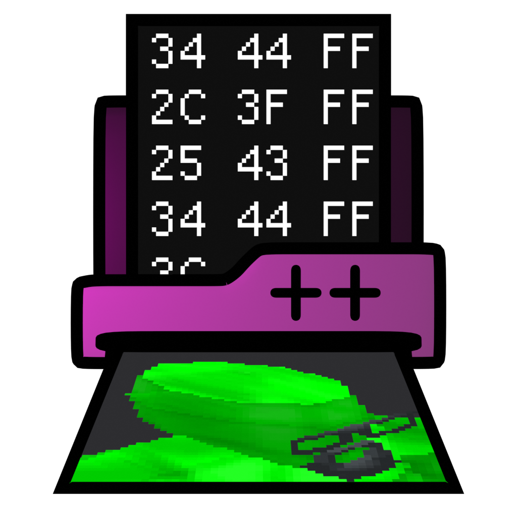 The Source Pretty Parsers logo. A printer-esque device is scanning a page with hex codes and printing a picture of Cordon Freeman.