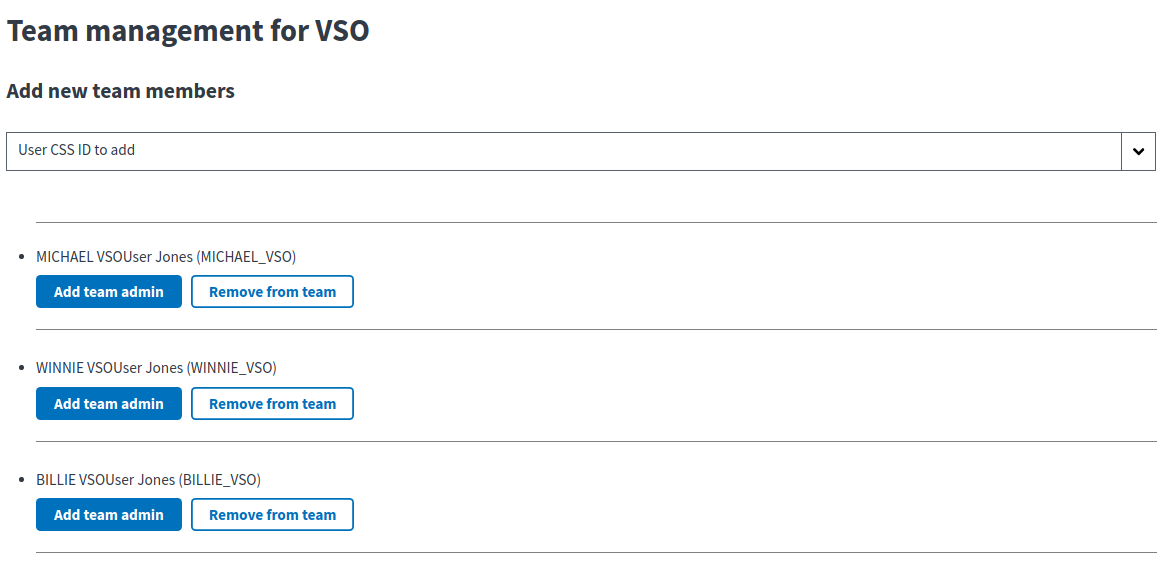 VSO Users Management