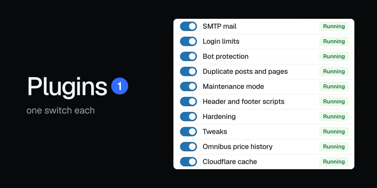 SafeHouse: plugins replaced by modules, one switch each